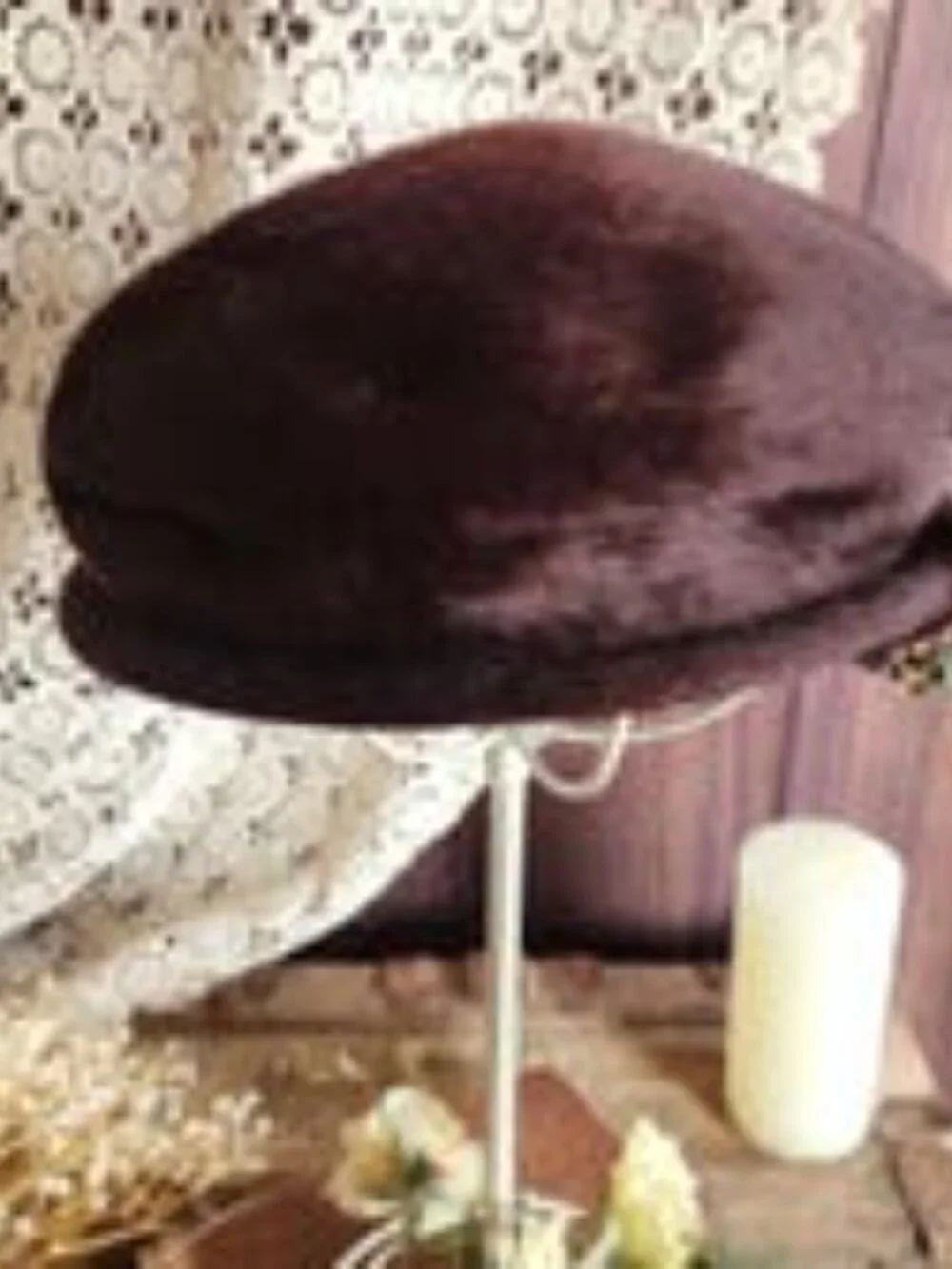 Vintage 1940s 1950s Hat, Jaccard Exclusive Brown Felt Pillbox with Brooch and Ha